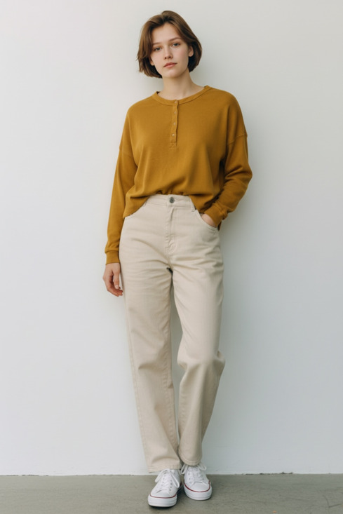 Wild Fable Tops - Wild Fable Waffle Knit Henley Top Long Sleeve Size S
